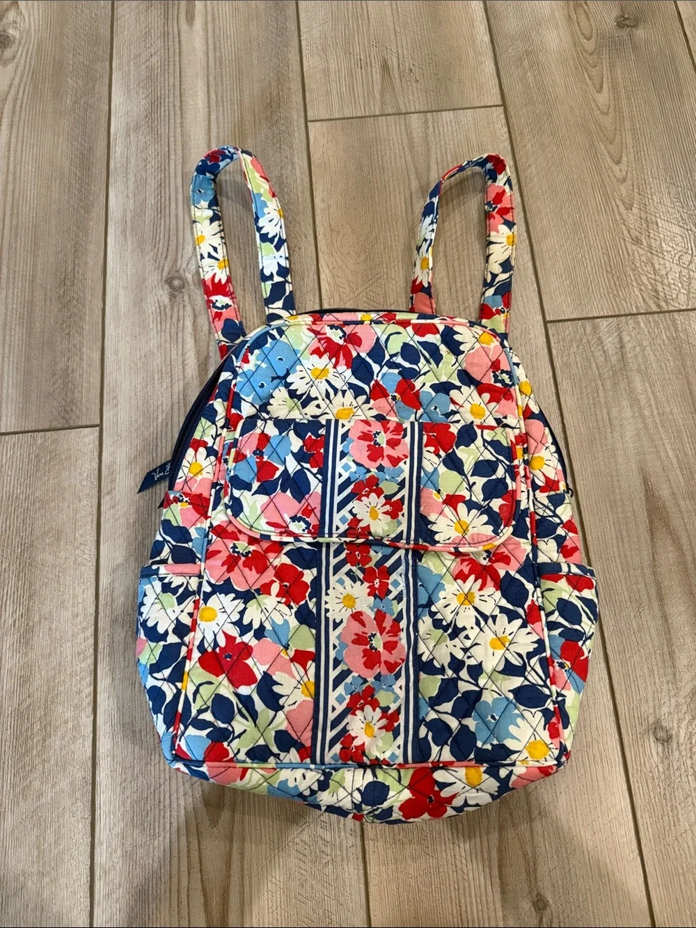Vera Bradley Navy Floral Quilted Convertible Backpack